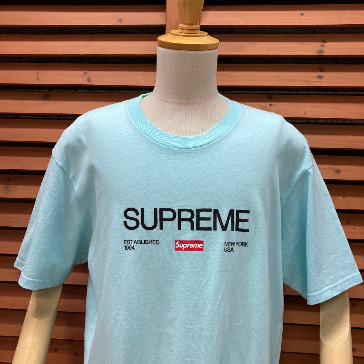 送料無料 N 115【Supreme シュプリーム】21SS Est.1994 TEE 半袖 Tシャツ ターコイズ SIZE L_画像4