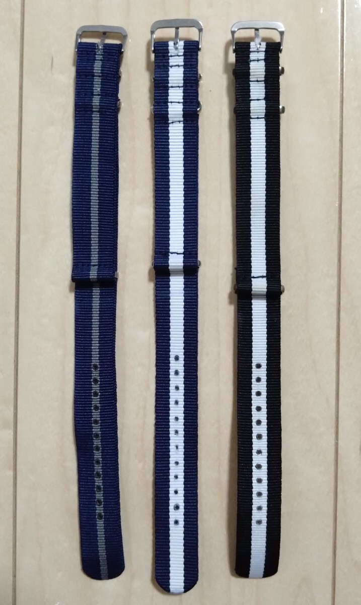 NATO belt 20mm 3 pcs set nylon belt NATO band TIMEX etc. clock belt wristwatch change band goods accessory 