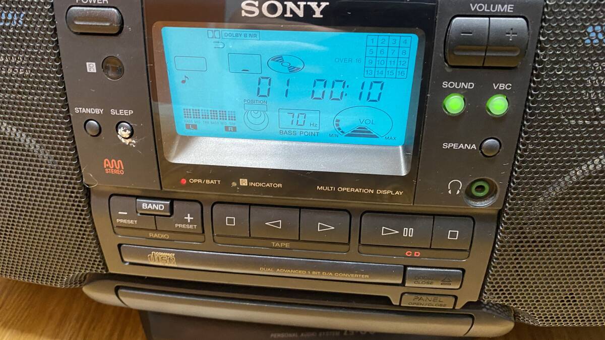 ソニー ZS-66 通電確認OK CD再生のみ確認済 SONY ラジカセ カセット_画像3