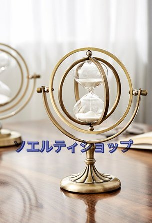 砂時計のオーナメント Rotating Hourglass 15分計 レトロ ヴィンテージ エレガント おしゃれ ヨーロピアン 置物 ギフト ゴールド_画像4