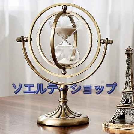 砂時計のオーナメント Rotating Hourglass 15分計 レトロ ヴィンテージ エレガント おしゃれ ヨーロピアン 置物 ギフト ゴールド_画像2