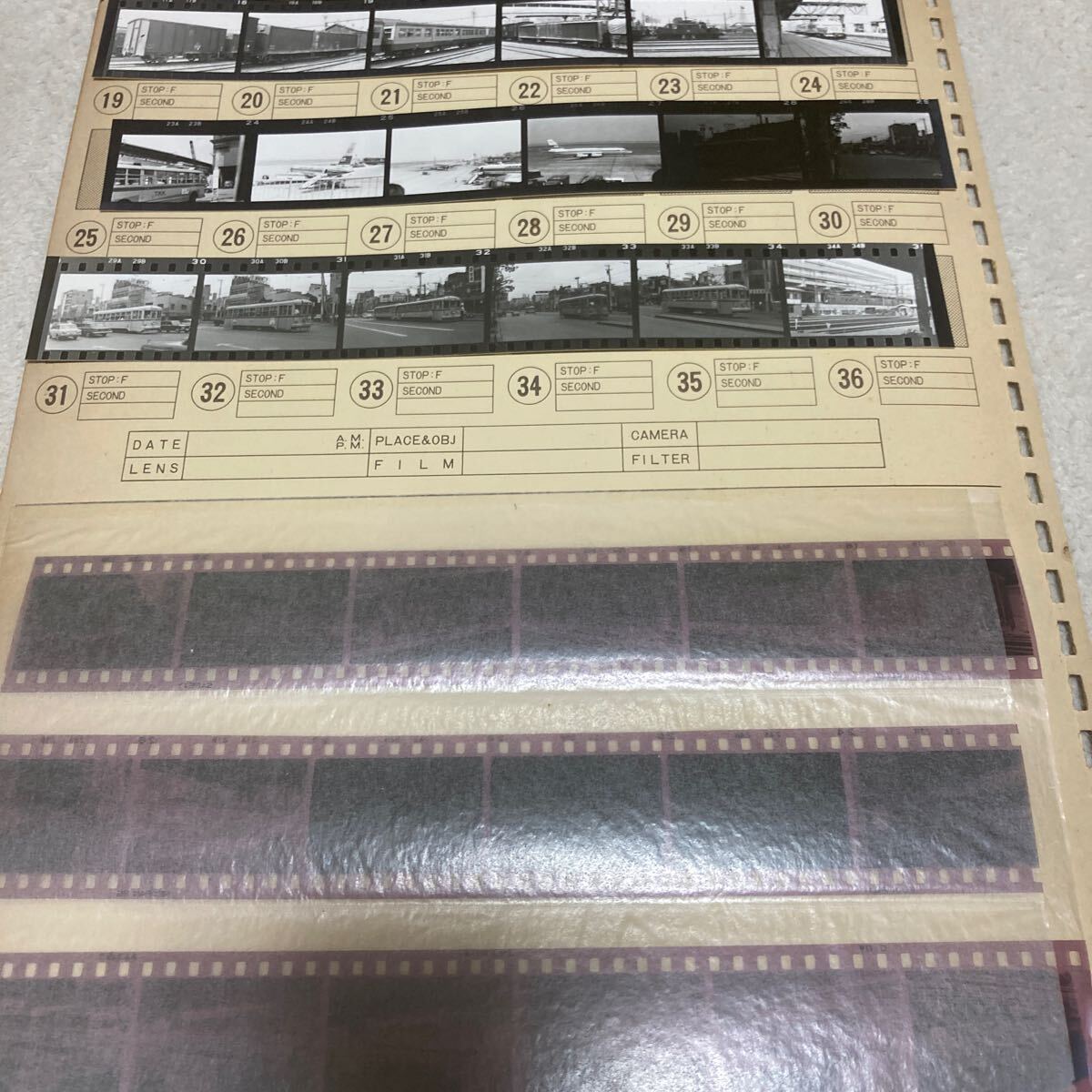鉄道ネガ 路面電車 古い写真フィルム37コマ ベタ焼き写真37枚 昭和42年 電車・飛行機の画像2