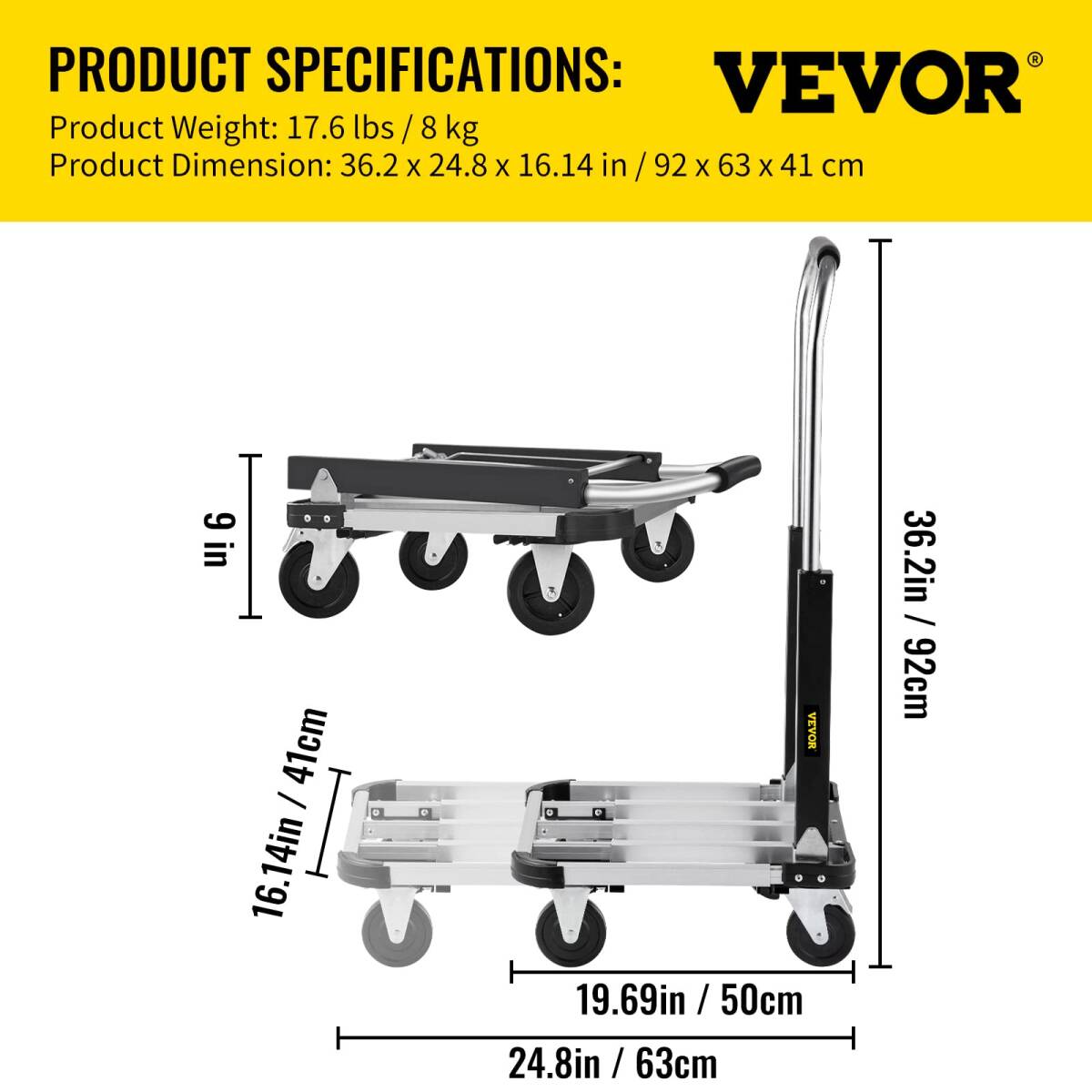  carry cart push car folding light weight 50-63cm length adjustment possibility aluminium alloy withstand load 150kg shopping Carry moving / luggage ../ camp 