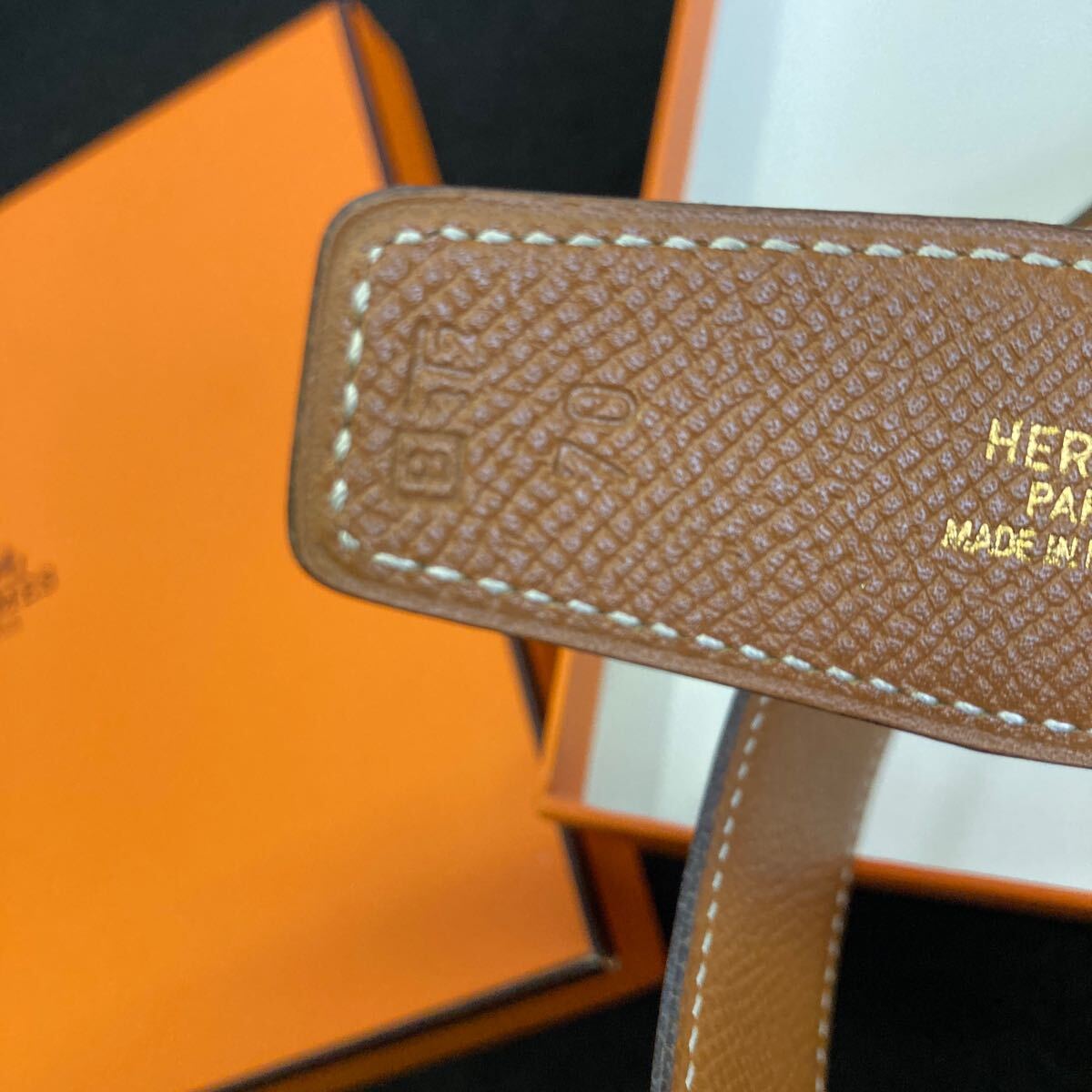 Q459 HERMES エルメス コンスタンス ベルト レザー ブラック シルバー色金具 B サイズ70_画像4