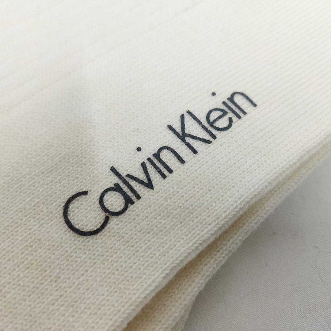 ●○新品 未使用 Calvin Klein ロゴ刺繍入り 靴下4足セット クリーム系○●