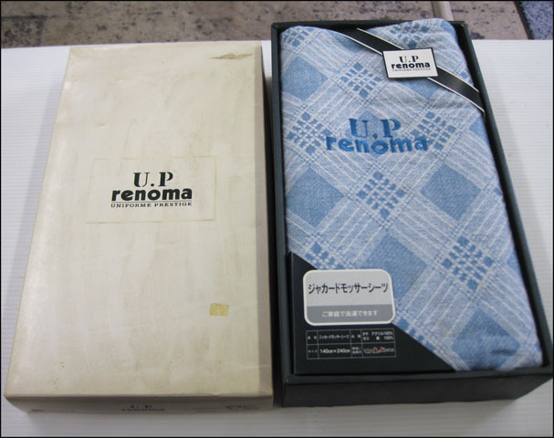 Bana8◆未使用◆renoma レノマ ジャカードモッサシーツ シングル ブルー系 シーツ 寝具の画像1