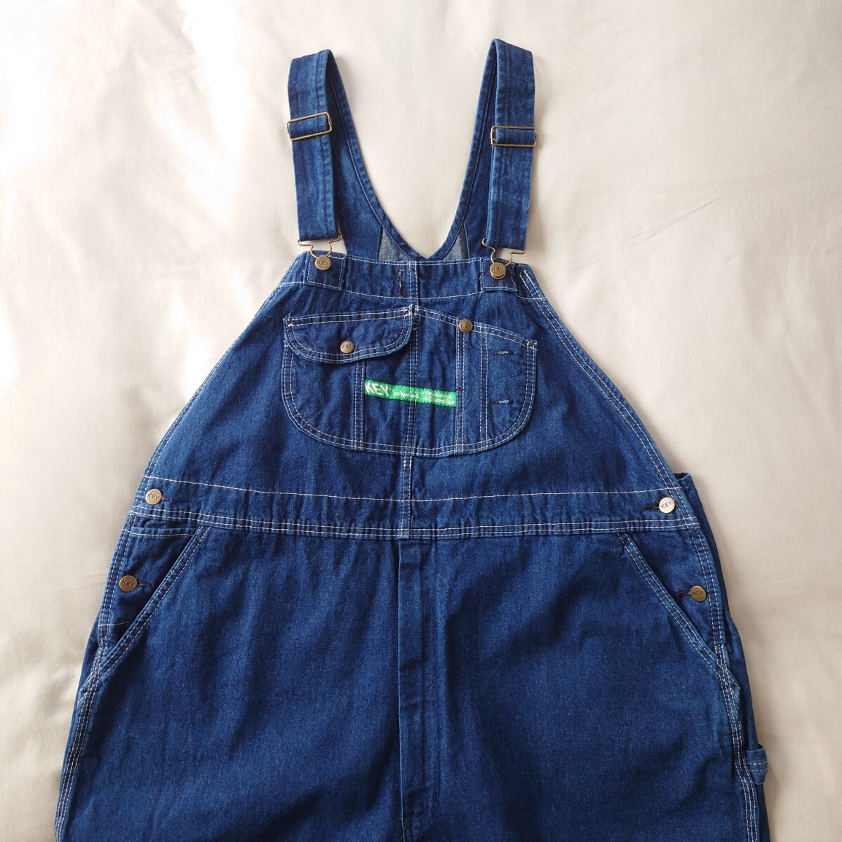KEY 濃紺デニムオーバーオール/サロペット 古着/W46L30【YOA1269 KEY 濃紺デニムオーバーオール/サロペット 古着/W46L30【YOA1269