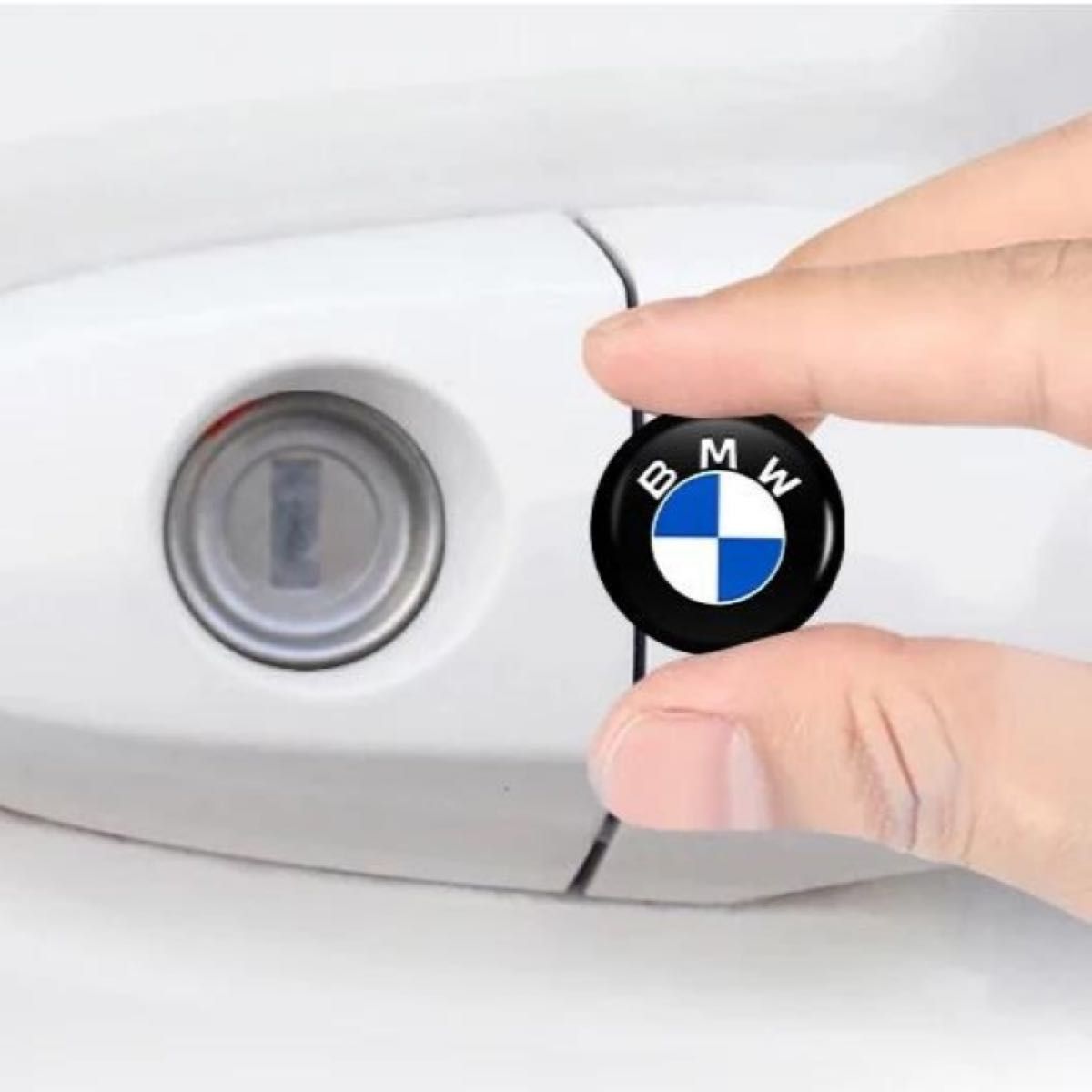 2個 BMW ビーエムダブリュー 3D クリスタルエンブレム 15mm 鍵穴マーク 鍵穴隠し キーレス ブラック