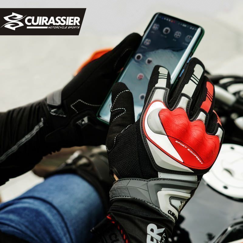 グローブ メッシュ 手袋 バイクグローブ スマホ操作 対応 高品質 大人気 新品 送料無料 黒赤 L_画像5