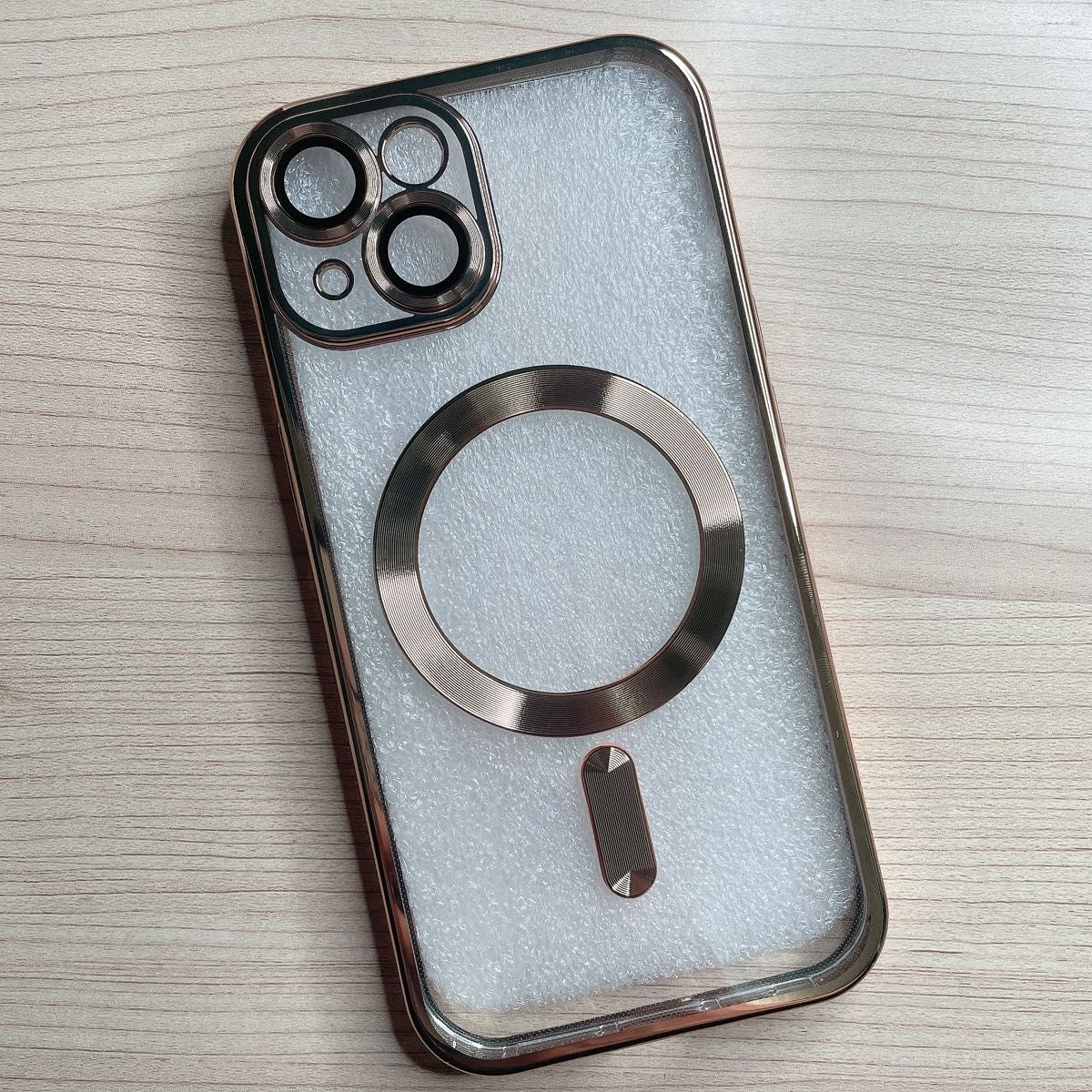 iPhone15ケース ゴールド　クリアケース　MagSafe対応　カメラレンズ保護　韓国　