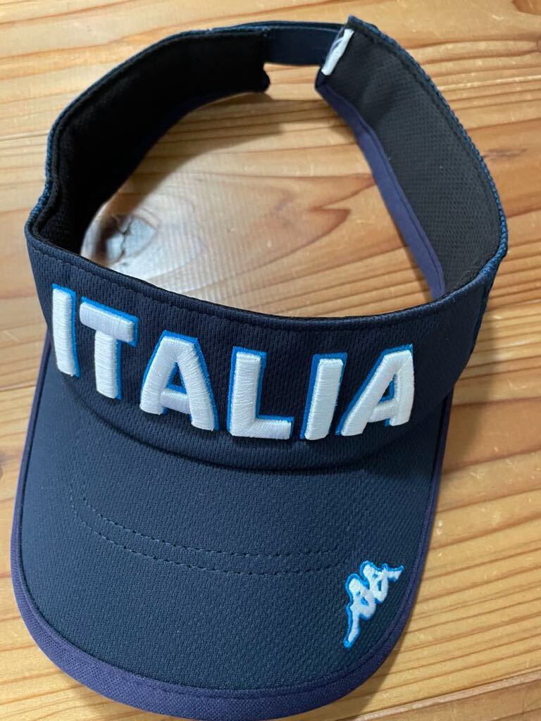 送料込み！KAPPA ゴルフサンバイザー 紺色 ネイビー ケイパ メッシュ サンバイザー GOLF 美品 ゴルフウェア 帽子 ITALIA