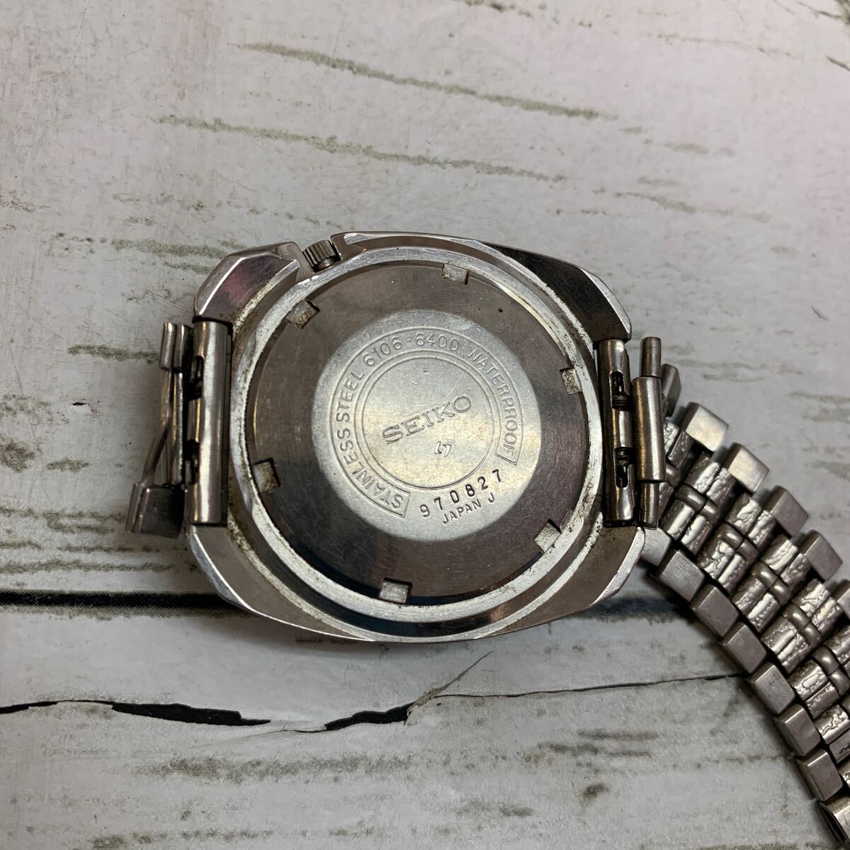 【中古品】SEIKO 5ACTUS SS セイコー 6106-6400 自動巻 25石 青文字盤 デイデイト アンティーク ジャンク 腕時計 メンズ_画像7