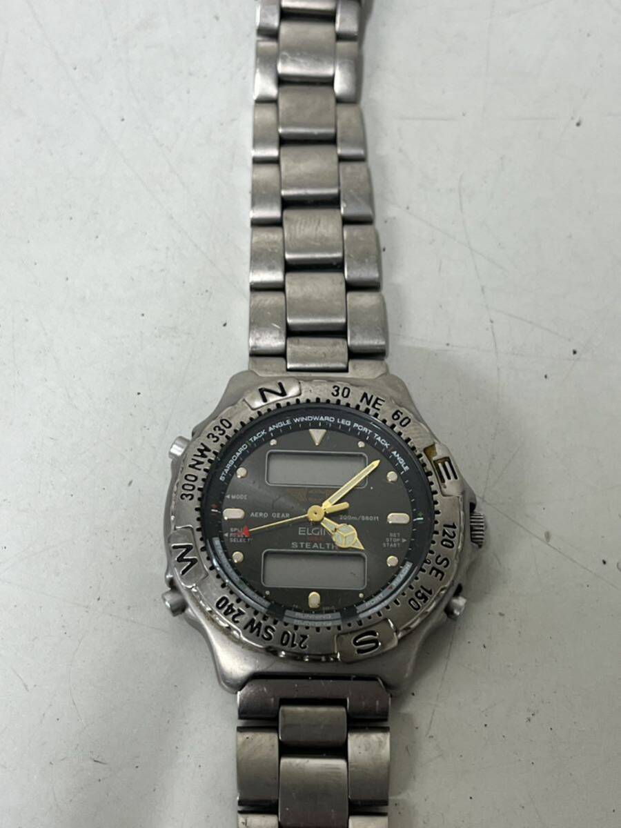 ◆ エルジン FK-935-C ブラック クオーツ メンズ 腕時計 _画像1