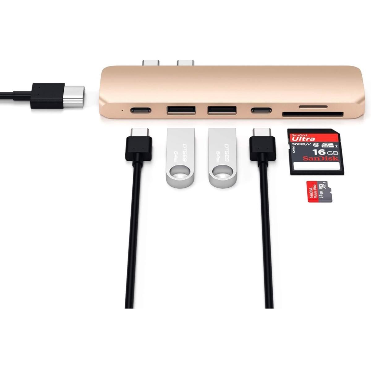 Satechi Type-C アルミニウム Proハブ ピンク ゴールド Mac Satechi Type-C アルミニウム Proハブ ピンク ゴールド Mac