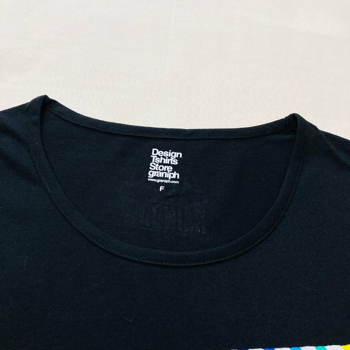 Design Tshirts Store Graniph　RAINBOW　プリント Tシャツ　ブラック/黒　F_画像3