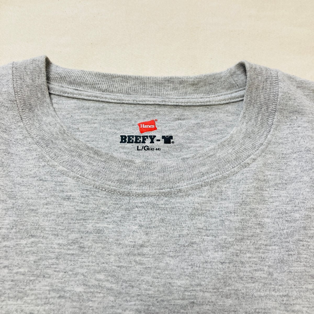 Hanes　BEEFY-T　無地　Tシャツ　グレー　L/G（42-44）　H5180_画像2