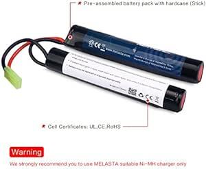 Melasta 9.6V ニッケル水素バッテリー 1600mAh セパレート 電動ガン ミニタミヤコネクター付き【2本セット】M4_画像4