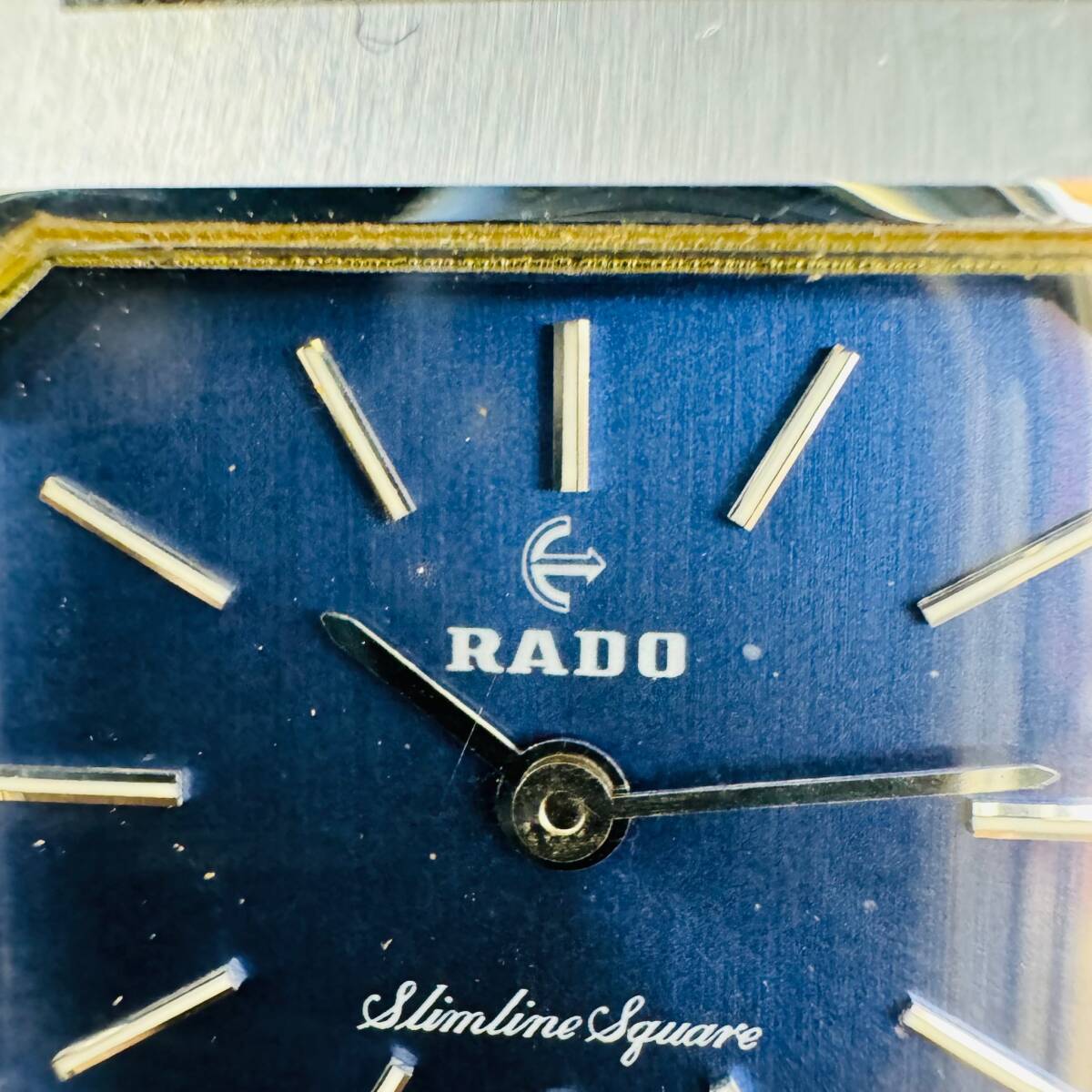 Rado ラドー Slimline Square スリムライン スクエア ブルー文字盤 手巻き腕時計 中古品 稼働 現状品 ベルトなし 格安 1円出品 8406の画像3