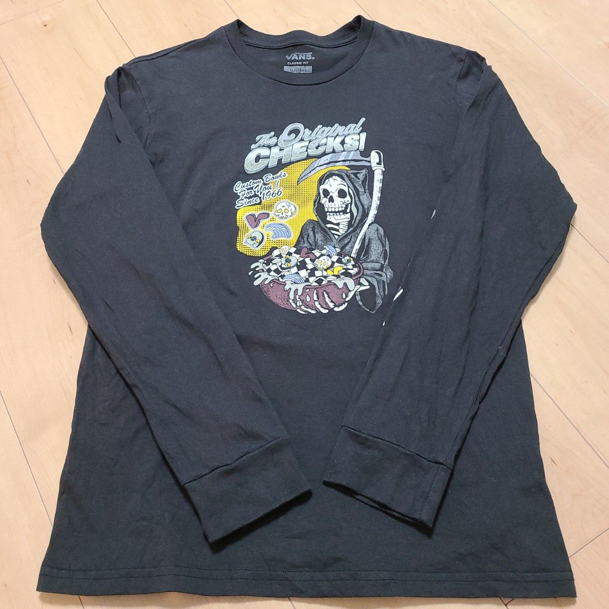 ばばば、バンズのロンTがシブちぃ！サイズXL +14 キッズ　VANS ブラックロングTシャツ 長袖Tシャツ 黒 ロンT　Tシャツ