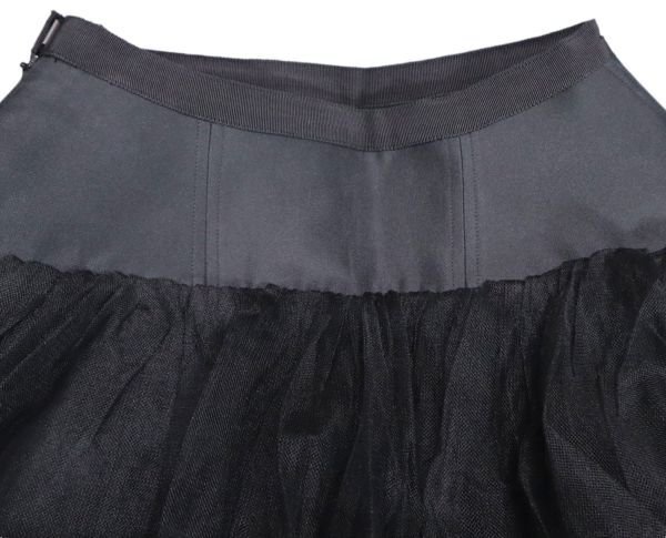 良品 国内正規品 Christian Dior クリスチャン ディオール チュール フリル シルク スカート 36 ブラック フランス製_画像5