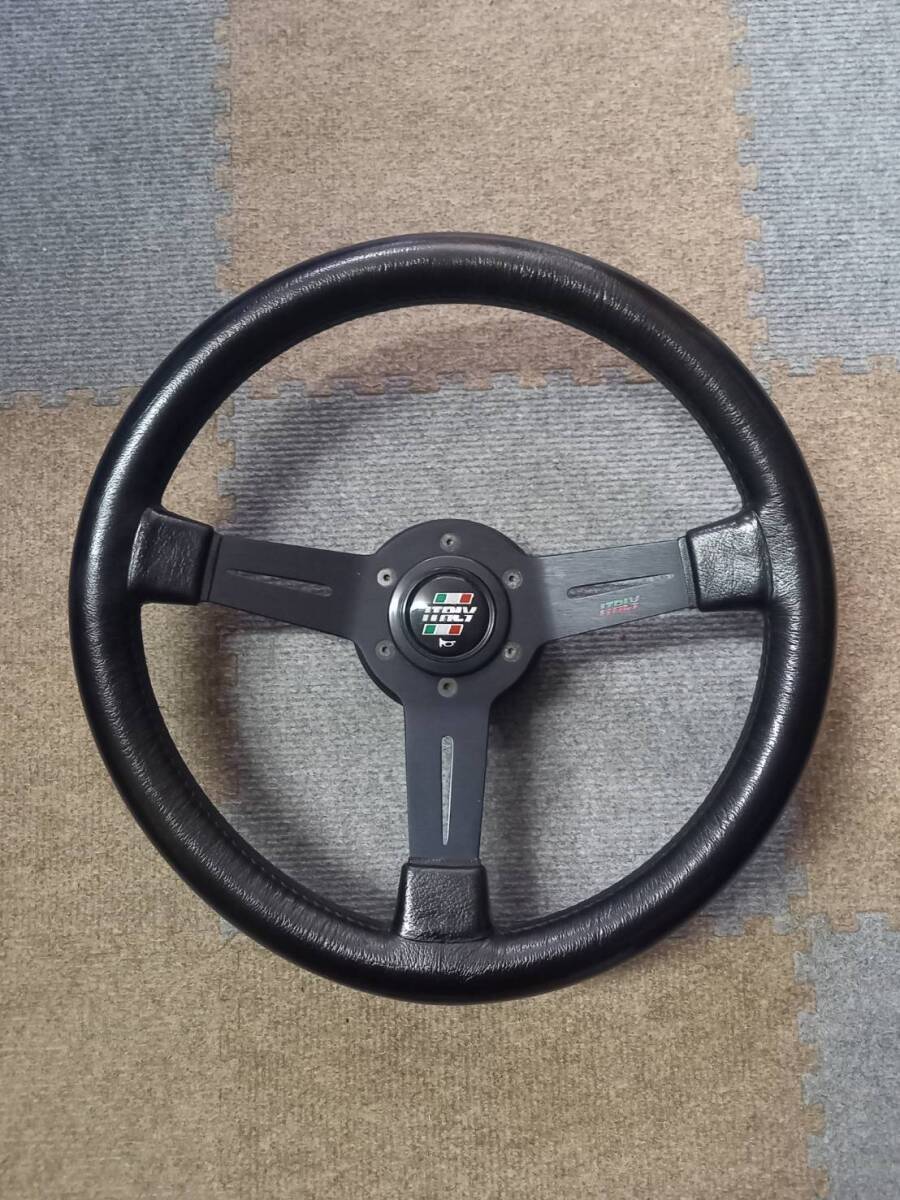  old car that time thing ITRLY leather steering wheel horn cap Boss attaching black 