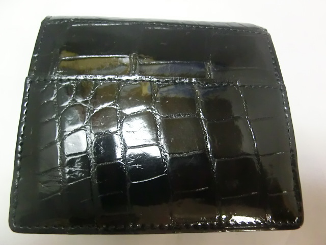 最高級本物クロコダイル革製3つ折り財布小銭入れ付き財布⑩日本製ＪＲＡ公認会社製造　新品_画像4