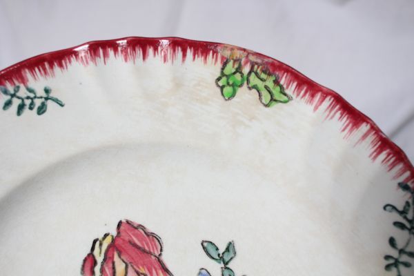フランス アンティーク LONGWY MARSEILLE 古い陶器のデザート皿 2枚セットの画像5