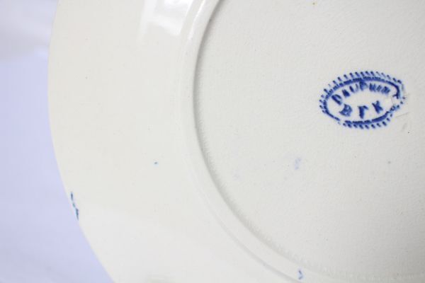 ベルギー アンティーク B.F.K.BOCH DAUPHIN 古い陶器のデザート皿 ロカイユ模様 1枚 美品_画像8