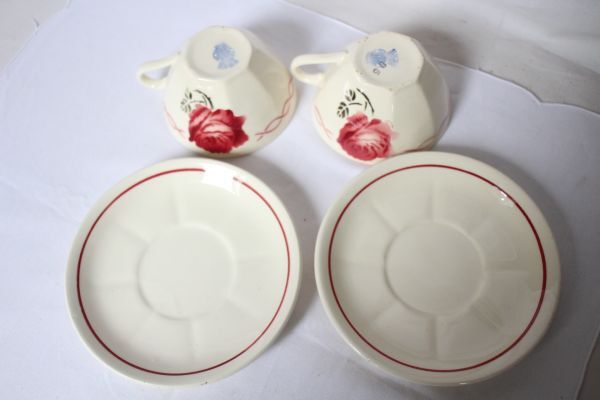  France antique BADONVILLER old ceramics. cup .. plate. set rose. . pattern C&S2 customer set beautiful goods 