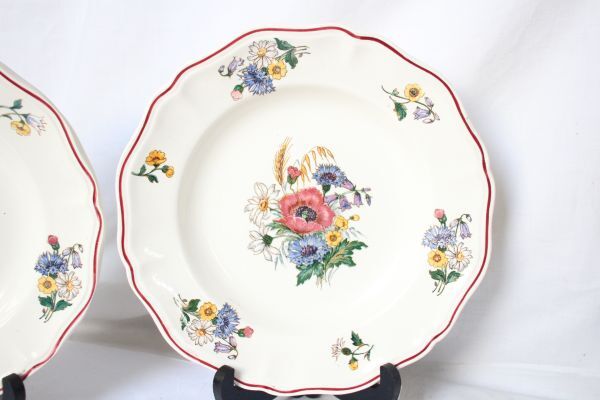 フランス アンティーク サルグミンヌ AGRESTE 古い陶器のスープ皿 2枚セット 美品_送料は日本全国均一料金です