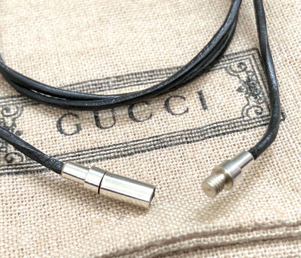 【即決/送料込み】正規品 GUCCI/グッチ レザーチョーカー/革紐/ネックレス ブラック×シルバー(51.5cm)_画像3