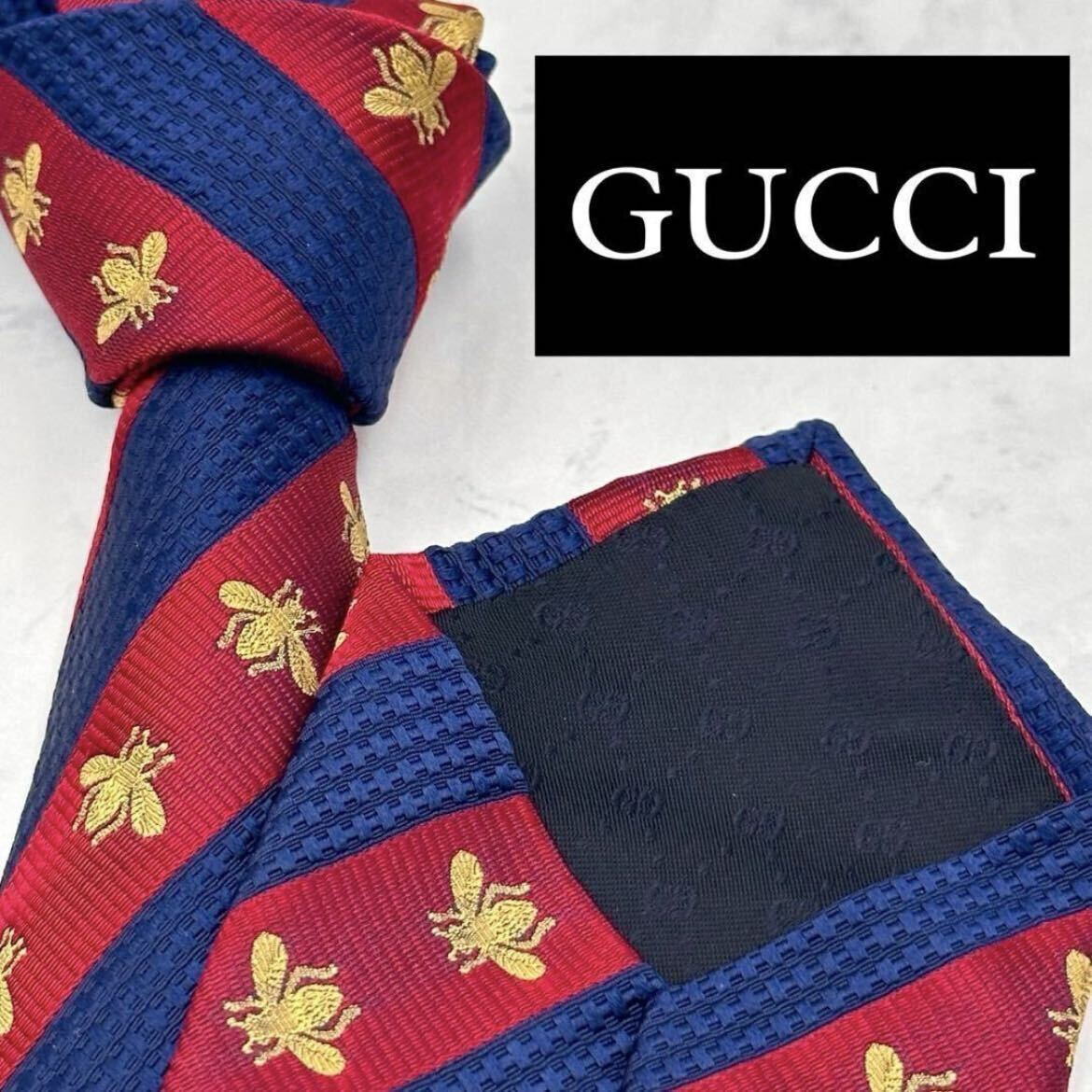 1円【未使用】GUCCI グッチ 現行 ネクタイ ビー 蜂 濃紺色 1円【未使用】GUCCI グッチ 現行 ネクタイ ビー 蜂 濃紺色