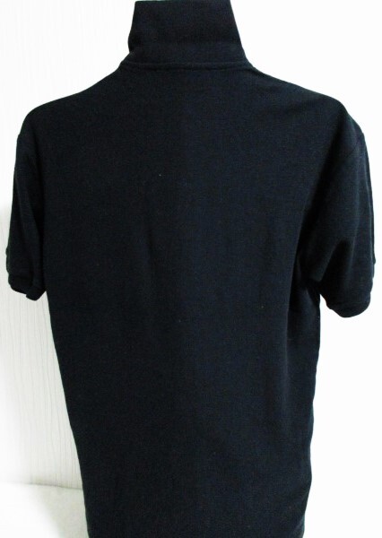 ■38半袖■男■美品ブラック＆ホワイト Men'sポロシャツ/USED/Ｌ/黒/刺しゅうロゴ_画像2