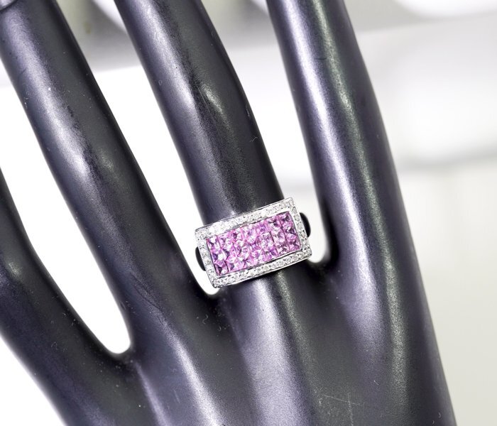 Z-29☆K18WG ピンクサファイア1.60ct/ダイヤモンド0.30ct リング 日本宝石科学協会ソーティング付きの画像9
