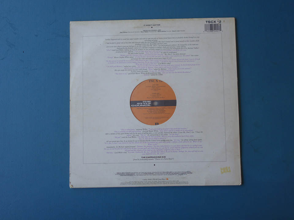  с автографом LP запись The Style Council Paul Weller Mick Talbot Steve White Dee.C.Lee TSCX 12