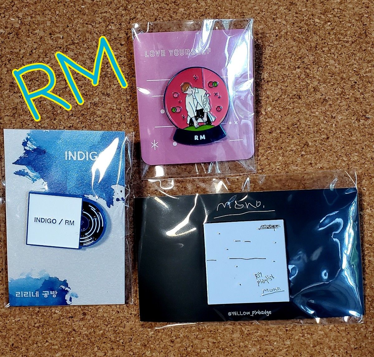 BTS】RM ナム ナムジュン ピンバッジ MONO Indigo おまけ付き BTS】RM ナム ナムジュン ピンバッジ MONO Indigo おまけ付き