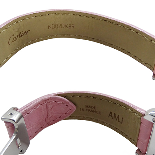 カルティエ Cartier 時計 レディース ブランド マストタンク SM 2000年クリスマス限定 クオーツ SS レザー W1016130 ピンク 磨き済み_画像6