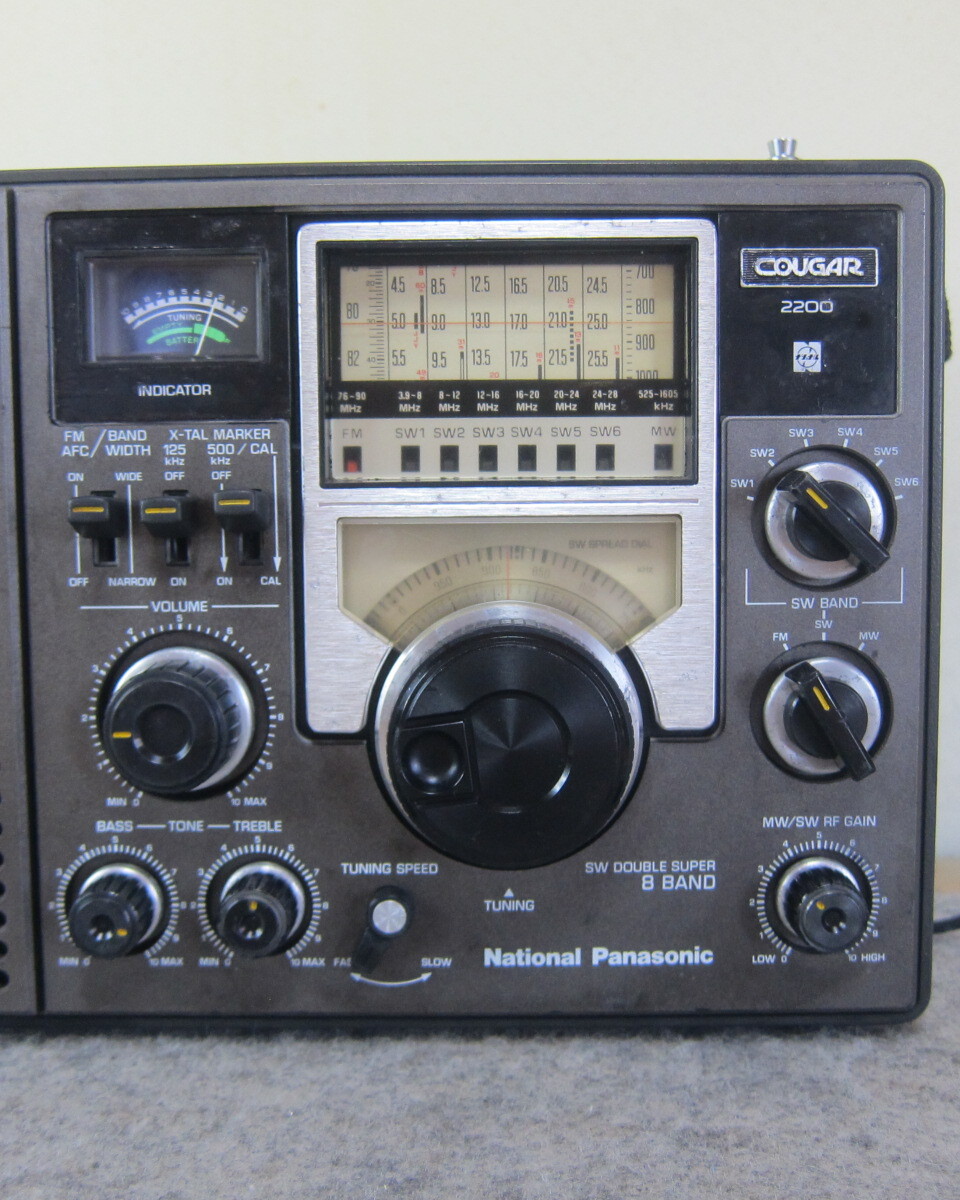 National クーガー2200 RF-2200 FM/MW/SW6バンド 電源表示付 ACケーブル付 整備動作確認品 12-32