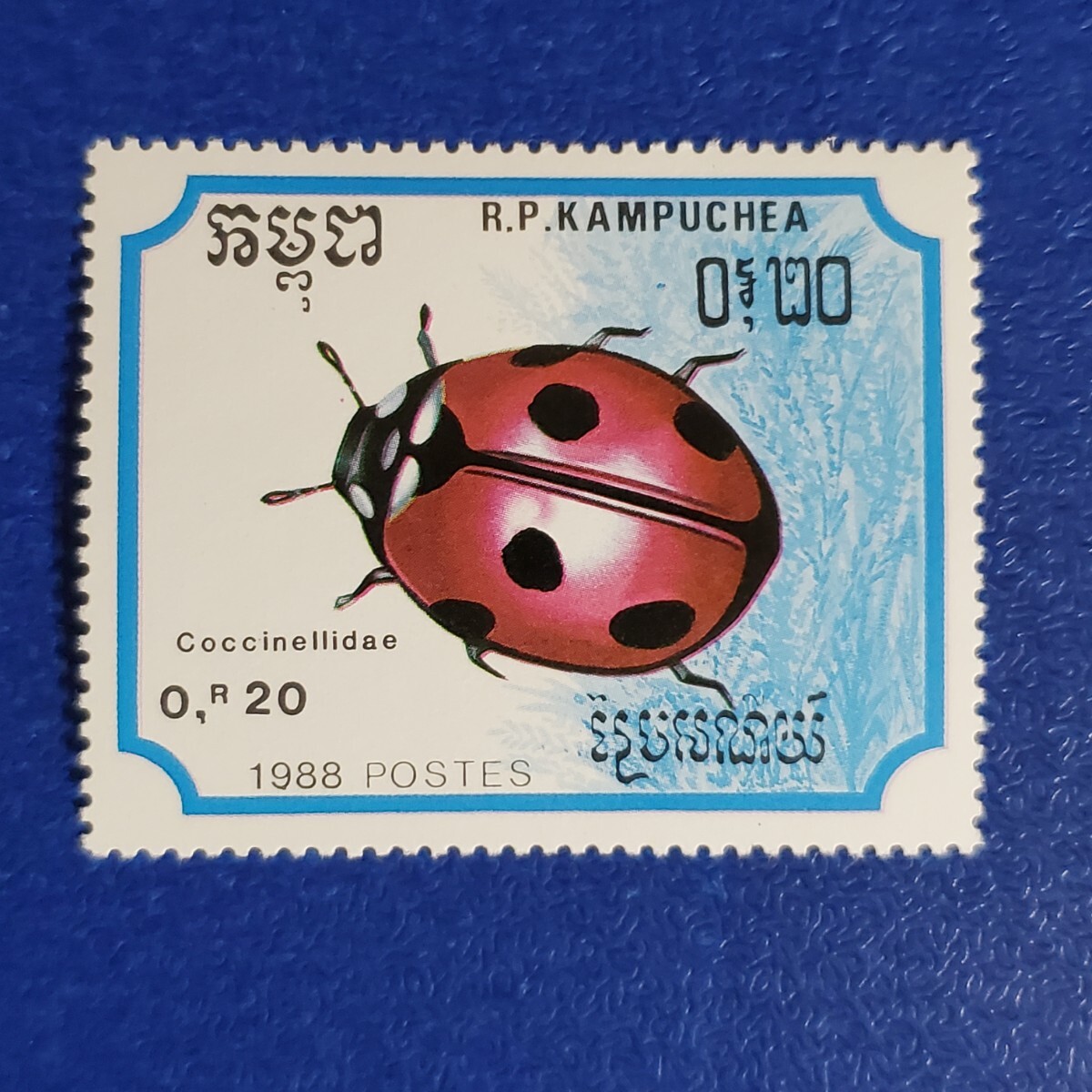 カンボジアの昆虫切手★1988年 昆虫７種 未使用切手の画像3