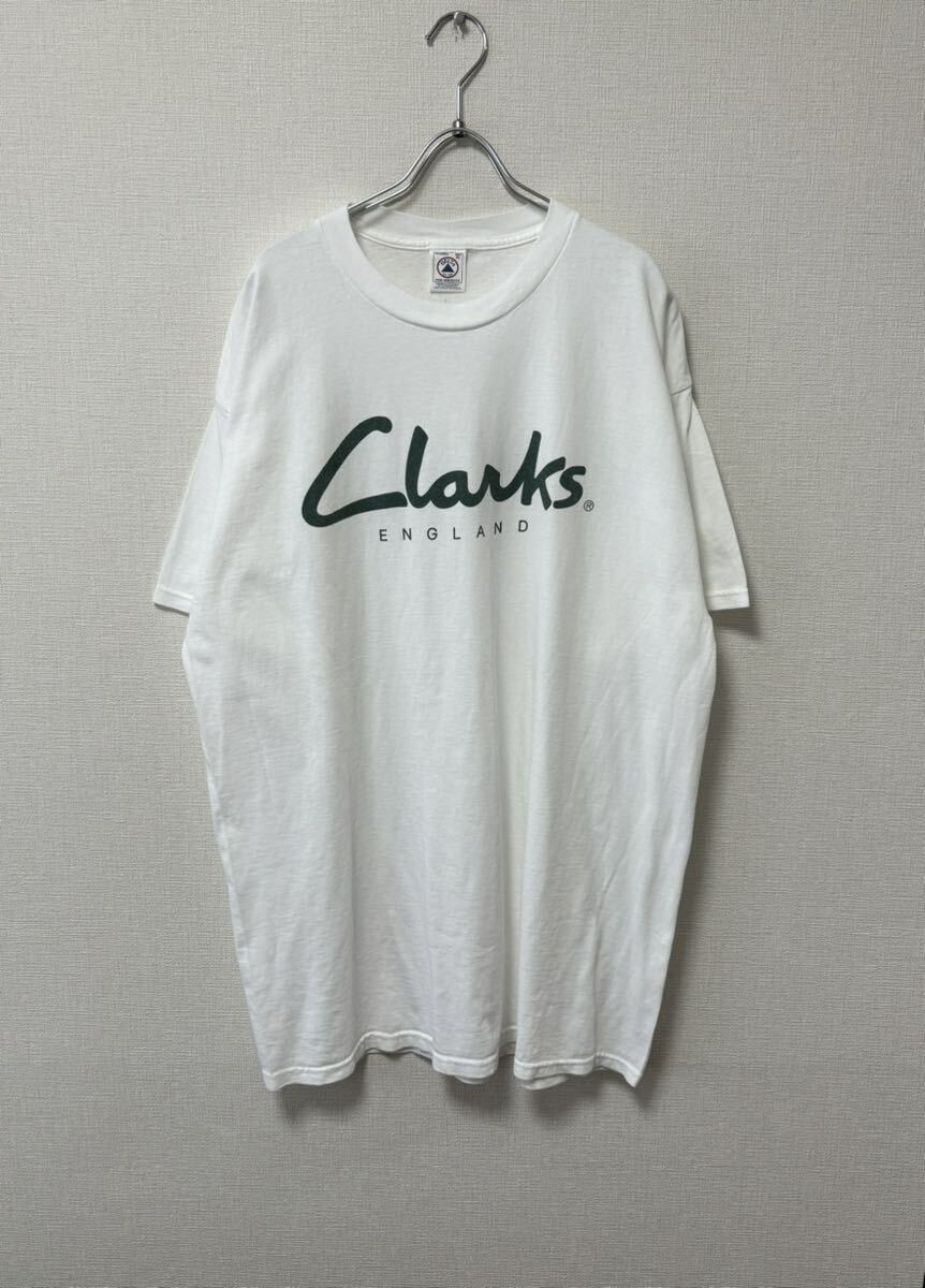 90's XL Clarks VINTAGE TEE クラークス ビンテージ 企業 プロモーション ロゴ Tシャツ 白 ハーゲンダッツ Apple ibm maxell Google USA製の画像1