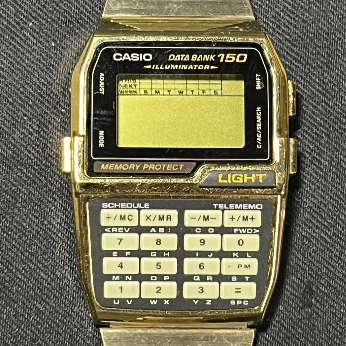 CASIO カシオ DATA BANK 150 データバンク DBC-1500 メンズ腕時計 クオーツ デジタル ゴールドカラー 動作未チェック_画像1