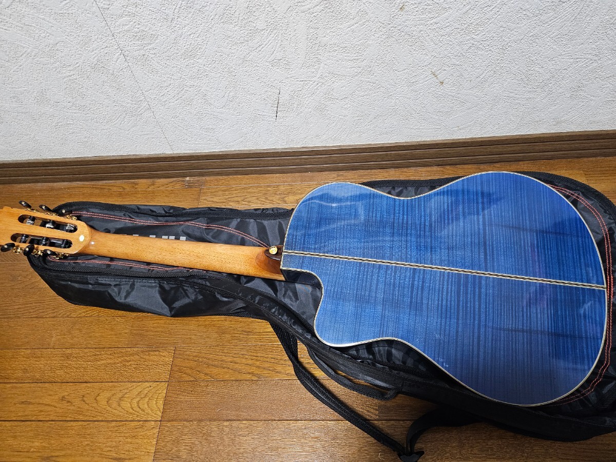 激レア Aria A-48CE SBL アコースティックギター ケース付き 本体使用感なし 凹み１ヵ所 スレ痕１ヵ所の画像3