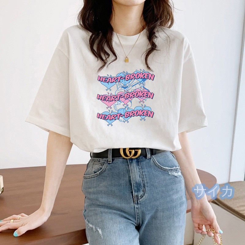 Tシャツ レディース 半袖 カットソートップス100%棉 白Tシャツ サマーTシャツ 夏Tシャツ 通気　カジュアル シンプル きれめＭ~3XL/tx37_画像10