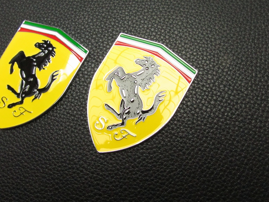  new goods Ferrari metal aluminium sticker /2 pieces set /20/ decal seal emblem custom 