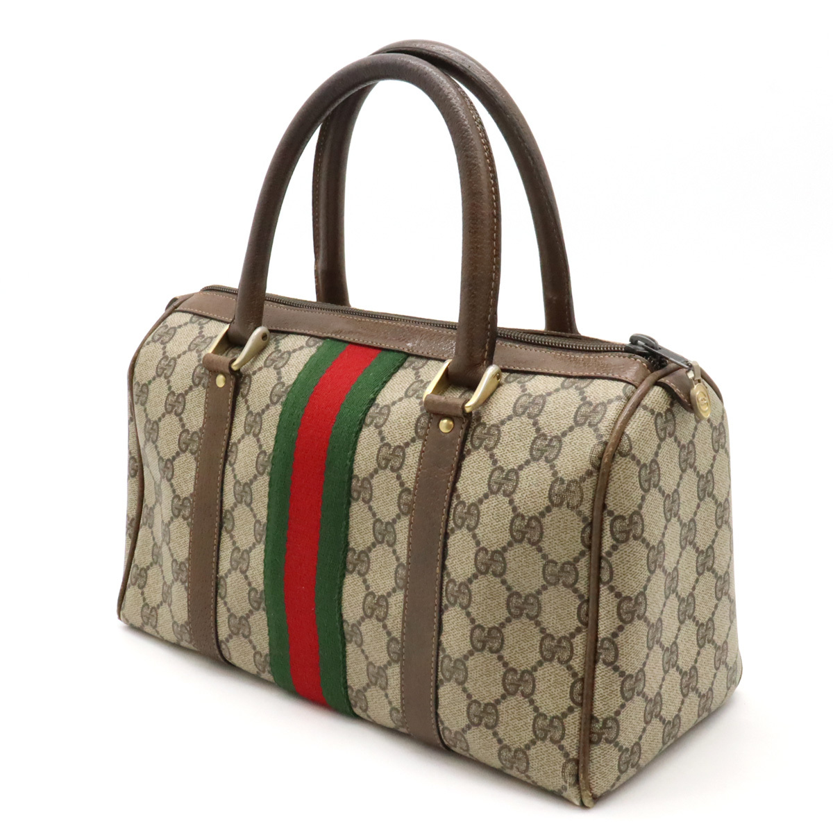 GUCCI グッチ オールドグッチ GGプラス シェリーライン ハンドバッグ ミニボストンバッグ PVC レザー ベージュ_画像2