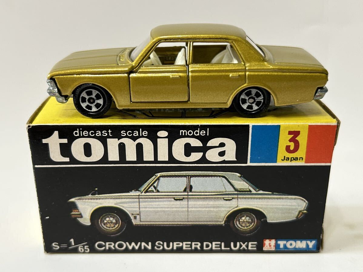  Tomica black box Crown super Deluxe No.3-1-4 1A wheel gold color designation box made in Japan MB, but box bottom . memory paper . equipped 