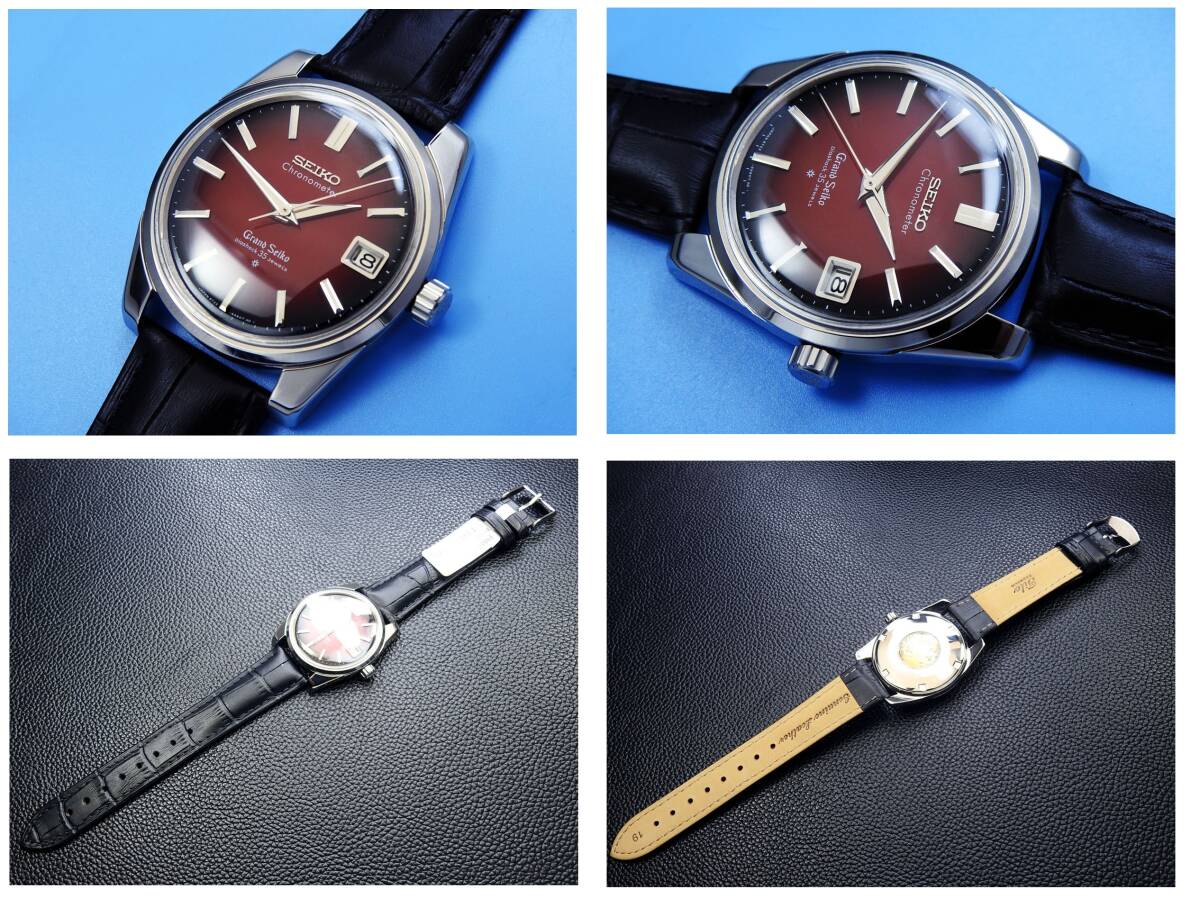 GRAND SEIKO グランド セイコー Chronometer DIASHOCK 35 JEWELS 43999 Burgundy Gradation 手巻き メンズ (美品、OH済み ) / 19mm_画像4