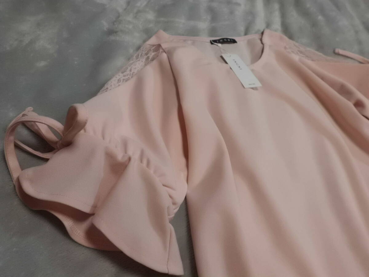  spring summer tag equipped INGNI wing baby pink jersey cloth sleeve race X frill pull over M outside fixed form 350 jpy shipping including in a package OK