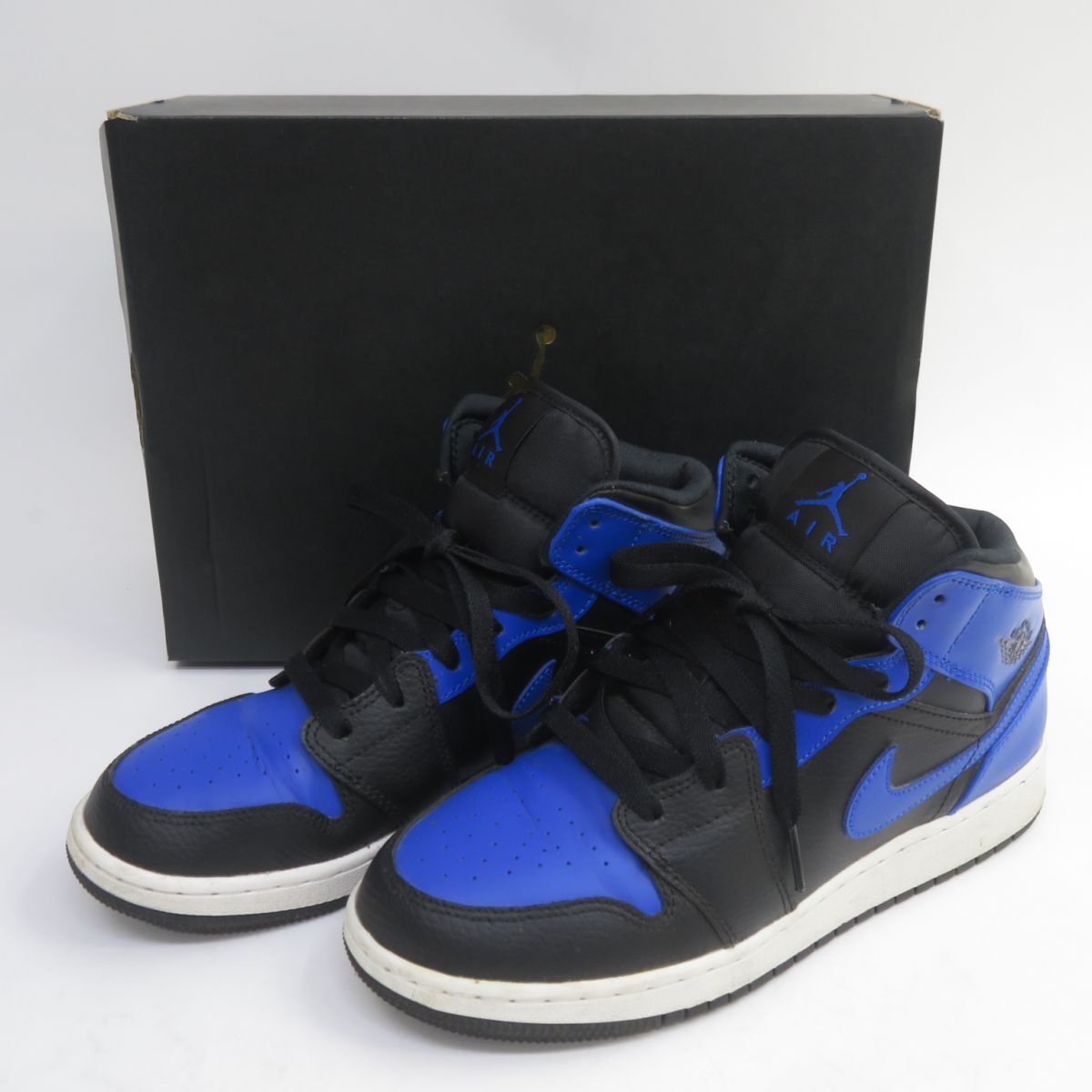 153s NIKE ナイキ AIR JORDAN 1 MID (GS) エアジョーダン ミッド 554725-077 子供用 US6.5Y 24.5cm 箱有 ※中古_画像1