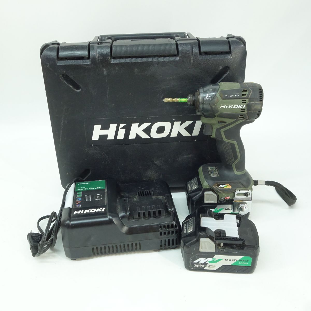 104 HIKOKI/ハイコーキ マルチボルト 36V コードレスインパクトドライバー WH36DC 充電器、バッテリー、ケースセット 電動工具 ※中古_画像1